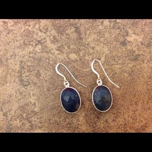 Bezeled Lapis Lazuli Sterling Silver Earrings